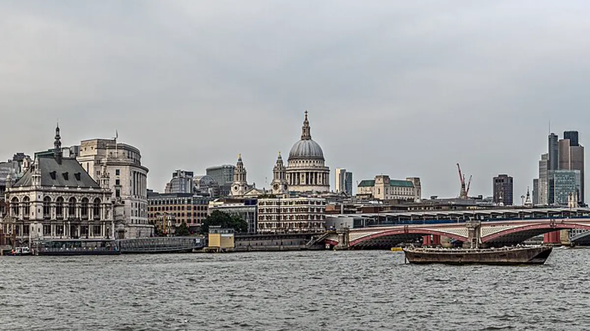 St Paul's Cathedral and the north bank of the River Thames in London